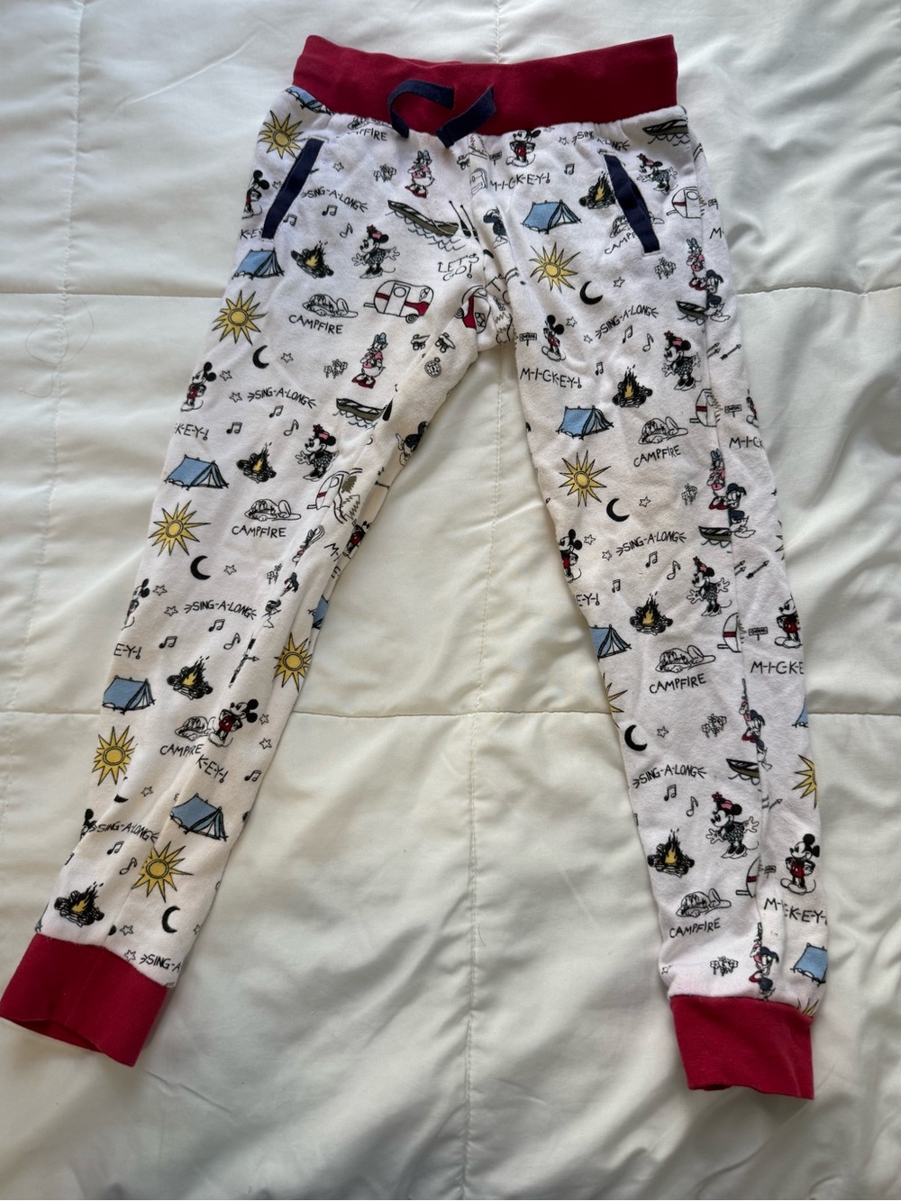 Hannah Andersson Disney Mickey & Minnie Mouse Cotton Joggers white red